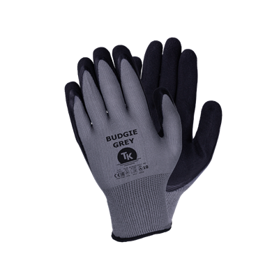 Rękawice robocze poliestrowe pokryta mikropianą TK-Gloves Budgie Grey